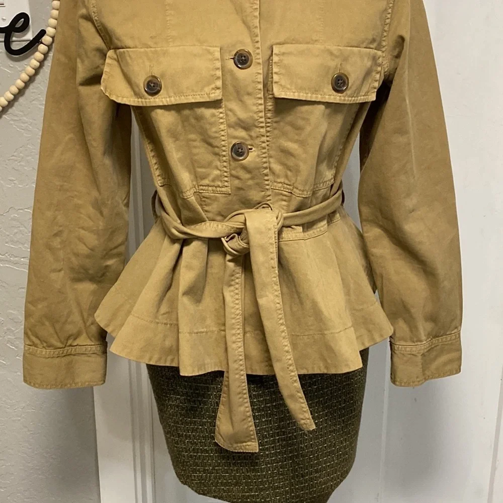 J.CREW COTTON UTILIY JACKET BELTED SIZE SMALL TAN